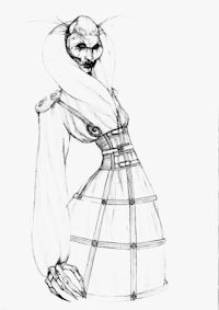 a drawing of a woman in a dress